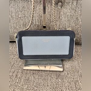 EUC Kate Spade Margaux Double Zip Bicolor Leather Chain Wallet Shoulder BAG